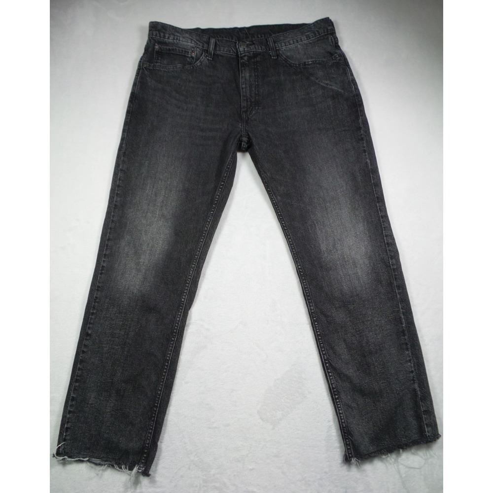 Levis 559 Jeans Mens Size 36 x 32 Gray Denim Relaxed Fit Straight Leg Raw Hem